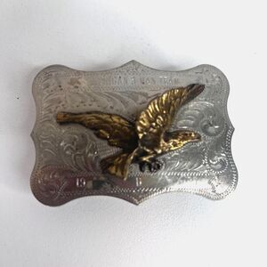 VTG Bald Eagle Belt Award Buckle Silver Slate Sterling-Michigan 5 Man Team 1985-